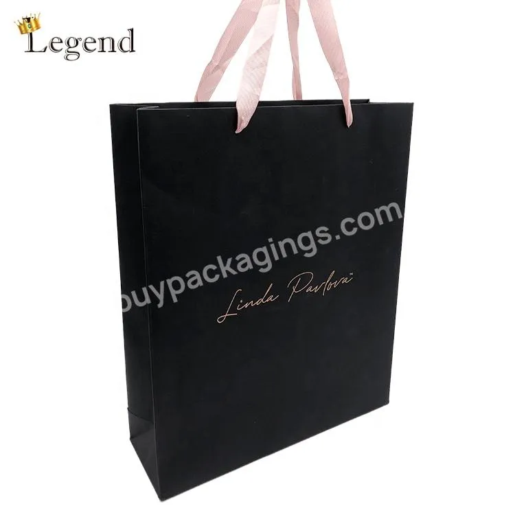 Wholesale Good Price Luxury Eco-Friendly Matte Kraft Black Recycled Material Paper Bag Black