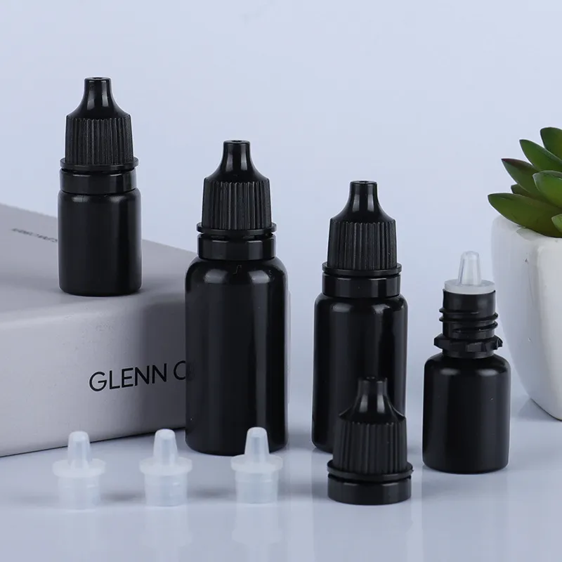 Wholesale Hot Sale Black Color 5ml 10ml 15ml 20ml Eyedroppers PE Material Plastic Bottle