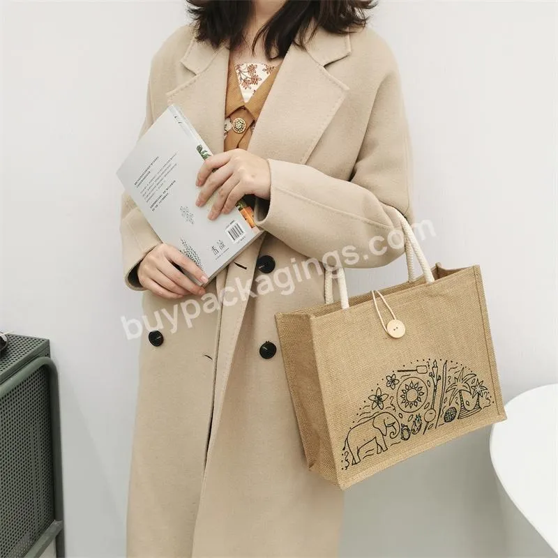 Wholesale Hot Selling Jute Bag Printing Tote Jute Bag Fashion Large Capacity Beach Jute Bag Handbag