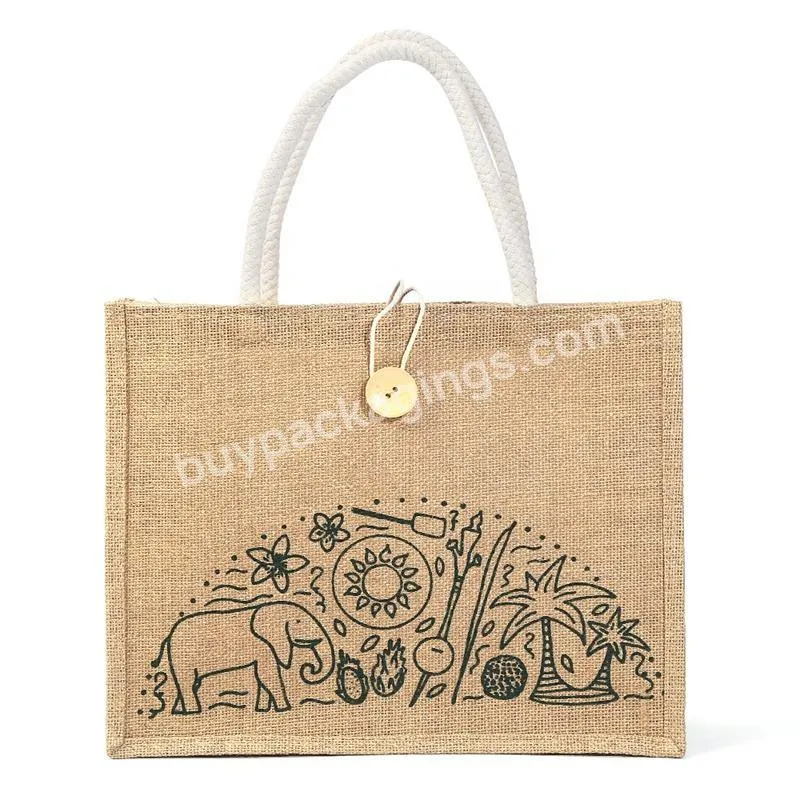 Wholesale Hot Selling Jute Bag Printing Tote Jute Bag Fashion Large Capacity Beach Jute Bag Handbag