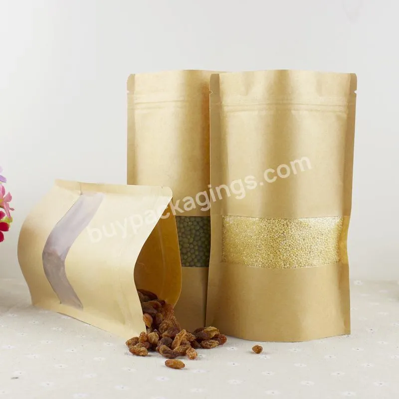 Wholesale Kraft Paper Stand-up Bag With Zipper Sealing Pocket Food Packaging Bag Custom Color Printing Pe Stand Up Pouch