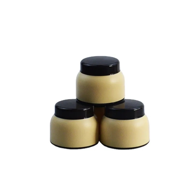 Wholesale Light Yellow Color Round Shape PP Material Spiral Cover 100g Cream  Packaging  Plastic Bottle Jar