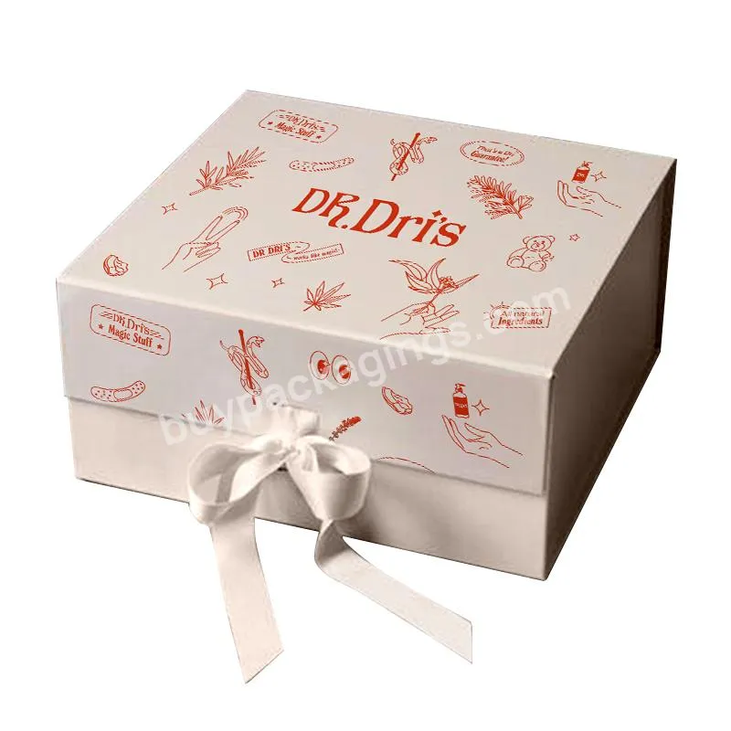 Wholesale Luxury Cardboard Magnetic Folding Gift Box With Ribbon Closure