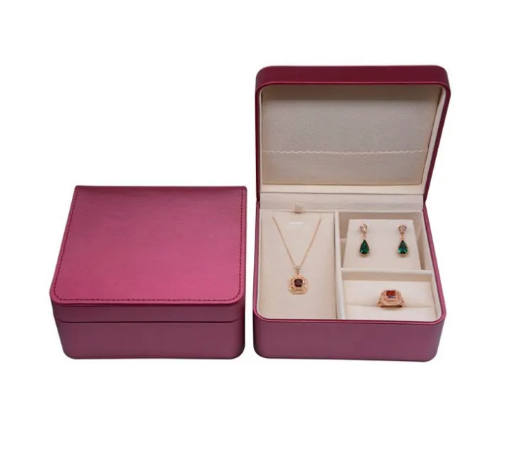 Wholesale Luxury Unique  Portable Travel Jewelry Box Faux Leather Jewelry Set Packaging Box