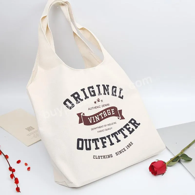 Wholesale Manufacture Custom Printed Logo Recyclable Cotton Canvas Portable Gift Bag Tote Women's Shopping Cotton Vest Bag