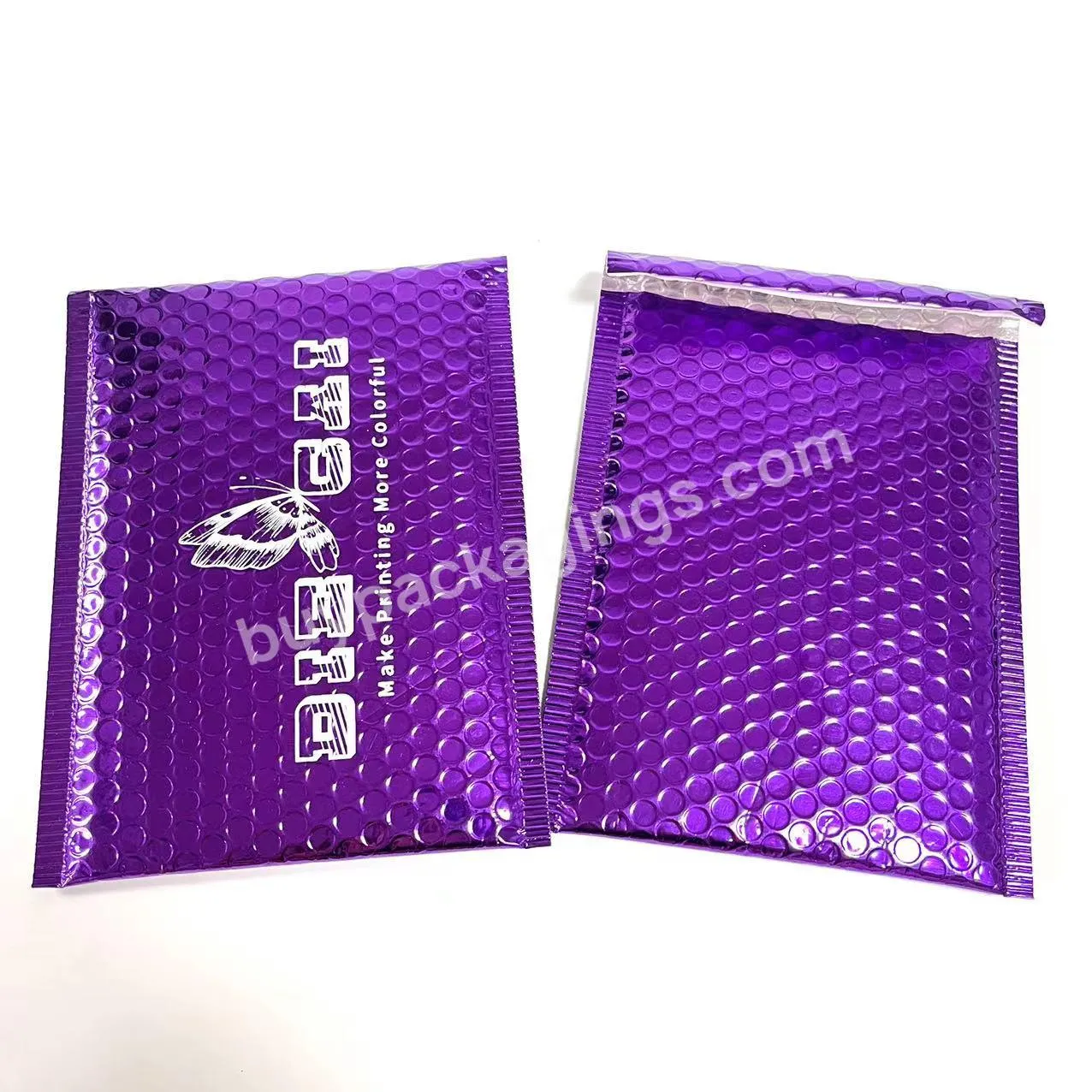 Wholesale Metallic Foil Purple Bubble Mailing Bag Padded Envelope Custom Logo Printed Metallic Purple Poly Bubble Mailer