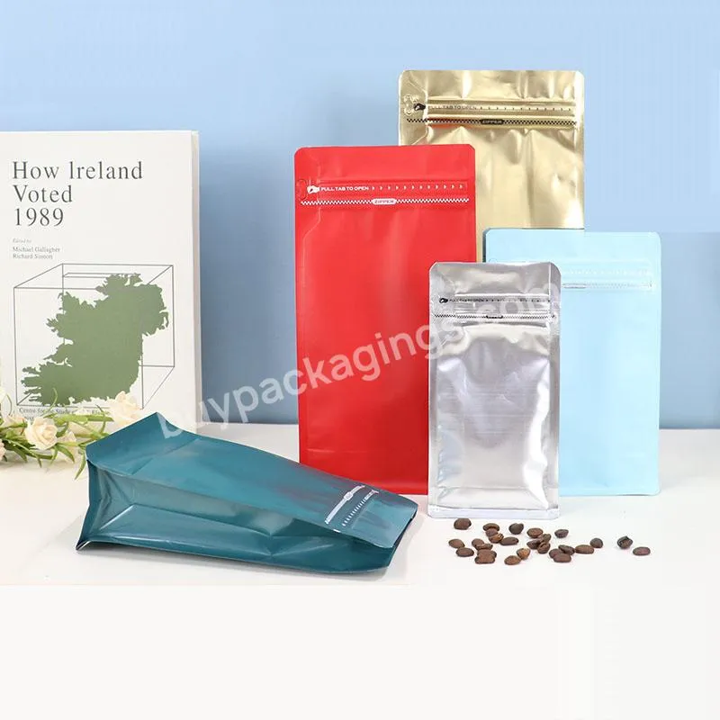 Wholesale Packaging Bag Flat Bottom Coffee Bag With Valve - Buy Zip Lock Coffee Bag With Degassing Valve,Box Pouch Coffee Bag,Custom Food Packaging Bag For Coffee.