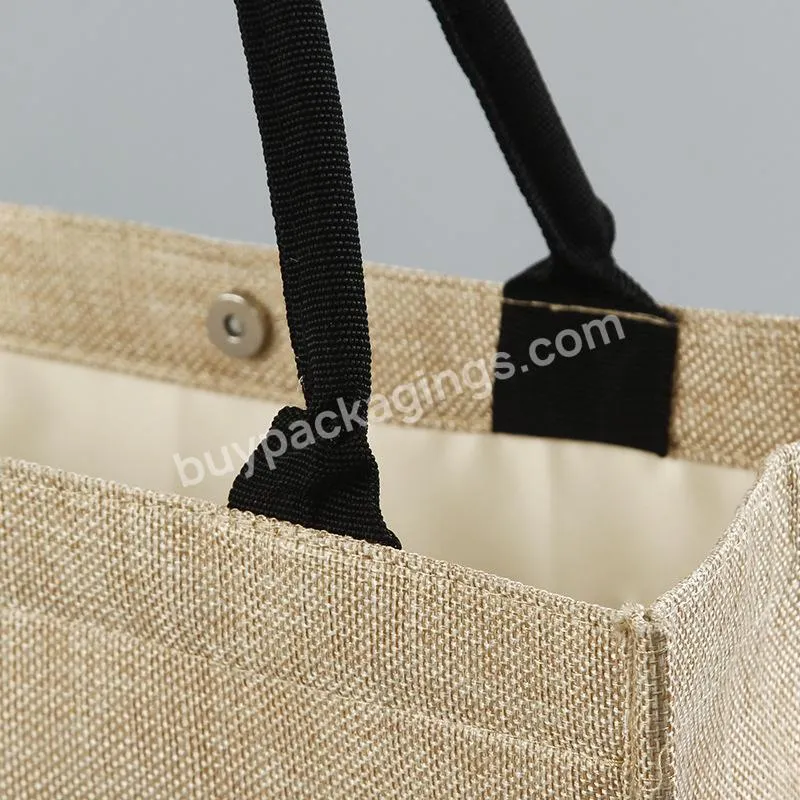 Wholesale Plain Hessian Shopper Bag Custom Printed Large Natural Eco Friendly Burlap Jute Shopping Tote Beach Bag With Logos