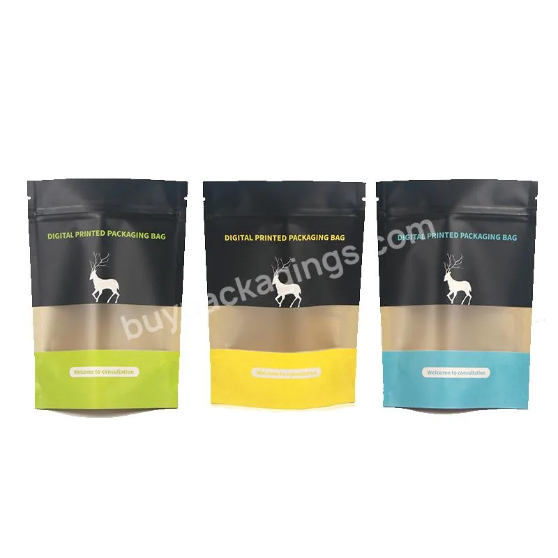 Wholesale Plain Kraft Pouch Ziplock Brown Kraft Paper Packaging Bags For Tea/coffee/spices With Window