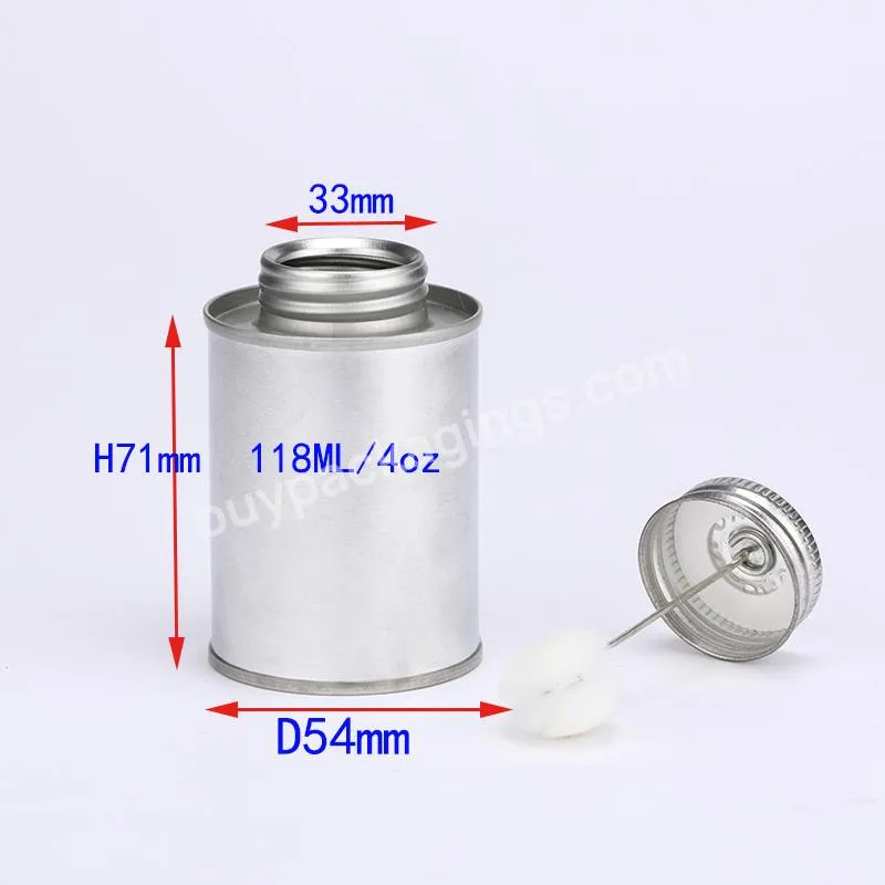 Wholesale Plain Round Empty Tin Can For Pvc/cpvc Adhesive Tin Can With Dauber Ball Brush Cap