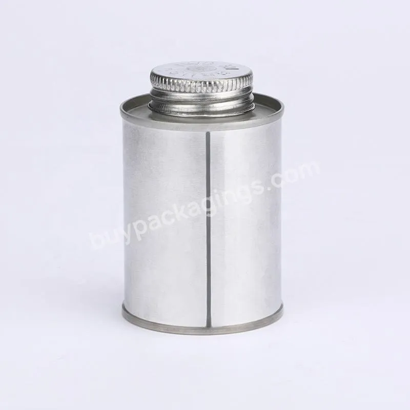 Wholesale Plain Round Empty Tin Can For Pvc/cpvc Adhesive Tin Can With Dauber Ball Brush Cap