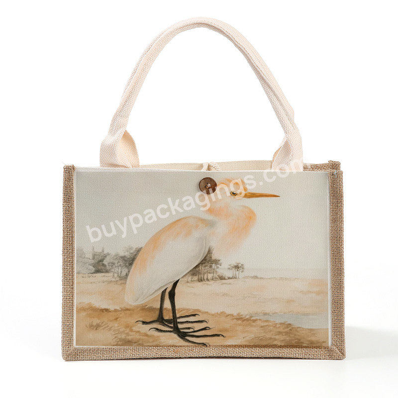 Wholesale Portable Waterproof New Jute Grocery Bag Reusable Foldable New Jute Shopping Bag With Custom Printed Logo