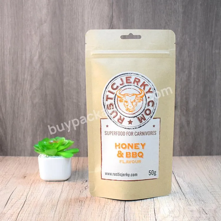 Wholesale Printed Kraft Paper Zipper Stand Up Pouch Ziplock Bag For Tea Snack Food Packaging