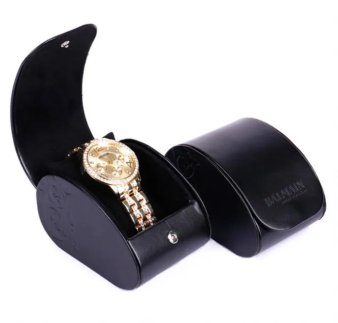 Wholesale PU Black Smart Watch Box Packaging Leather Portable Travel Wrist Watch Storage Box