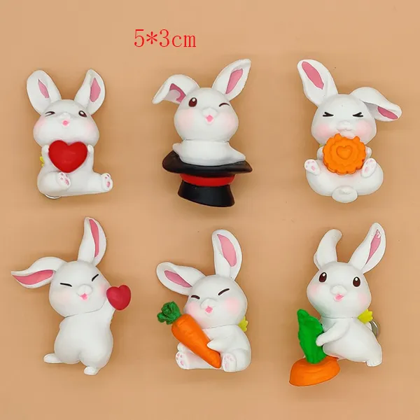 Wholesale Rabbit Fridge Magnets Cute Animals Resin Decorative Fridge Magnets