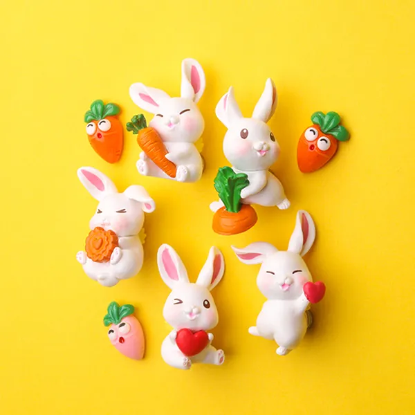 Wholesale Rabbit Fridge Magnets Cute Animals Resin Decorative Fridge Magnets