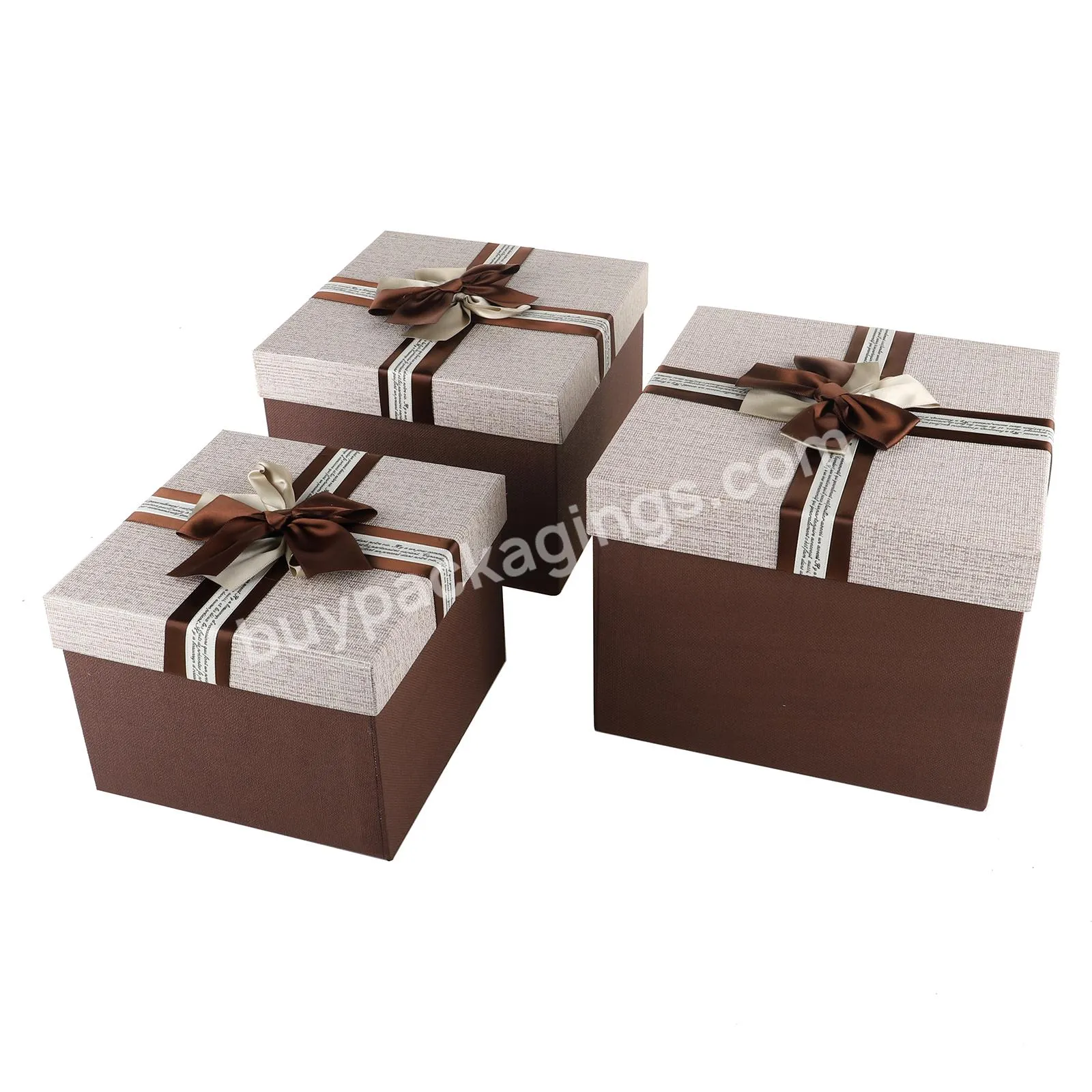 Wholesale Romantic Orange Luxury Rigid Cardboard Paper Packing Gift Box Set With Ribbon Tie