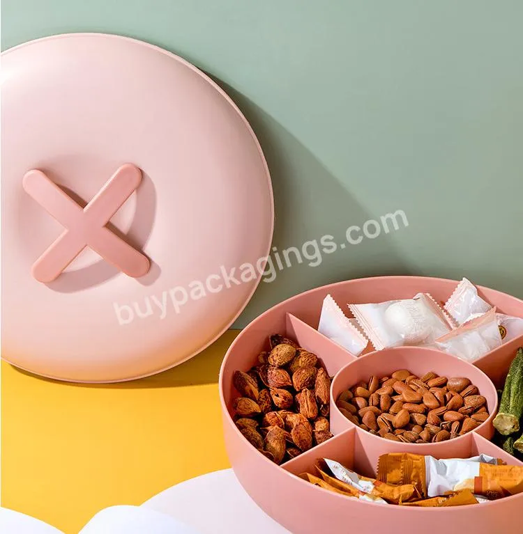 Wholesale Round Food Party Dried Fruit Nuts Snack Plastic Food Serving Tray With Lid