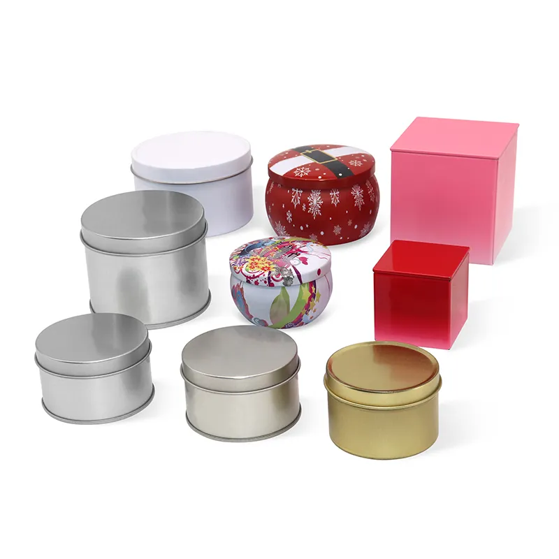 wholesale square Cosmetic Creamcandy cans tin customized empty round metal tin Box Case Jar Container tin cans for candles