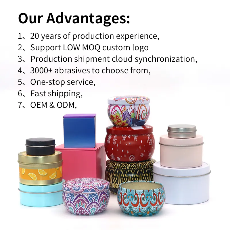 wholesale square Cosmetic Creamcandy cans tin customized empty round metal tin Box Case Jar Container tin cans for candles