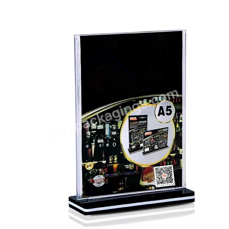 Wholesale Tabletop Card Holder Stand T Shape Acrylic Sign Holder Display With Black Base