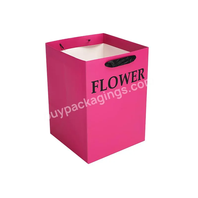 Wholesale White Paper Box Customized Luxury Paper Bags Flower Bouquet Packaging Bag With Your Own Logo