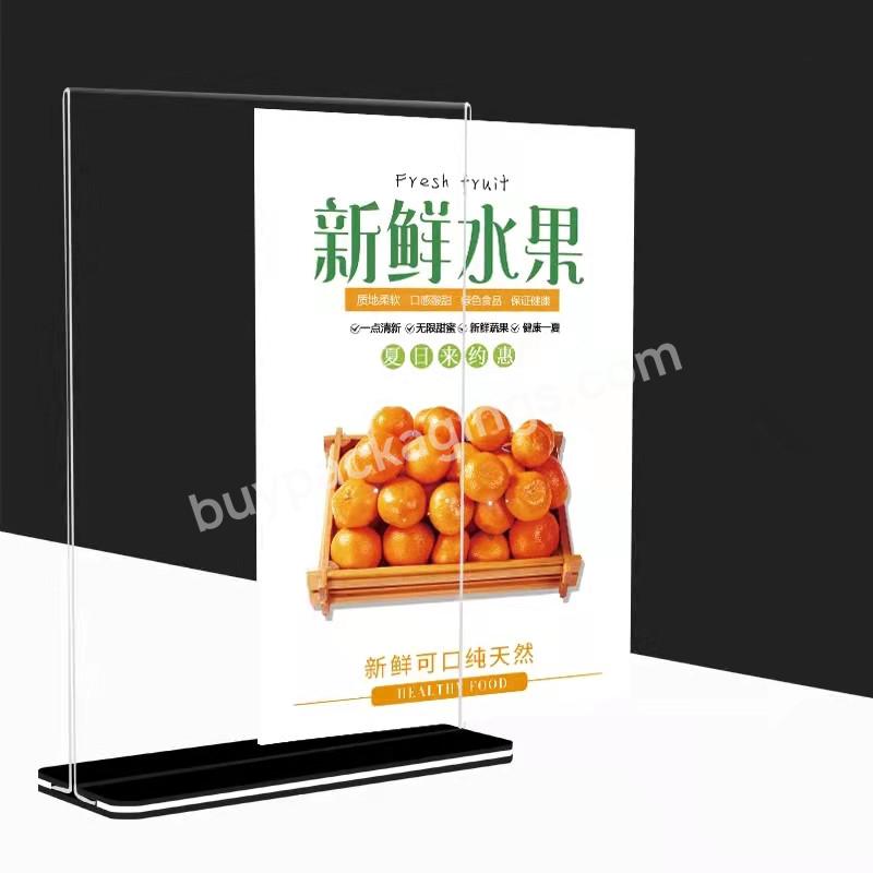 Wholesales Acrylic A4 A5 A6 Menu Price Tag Sign Holder Display Stand With Removable Base For Supermarket Restaurant Hotel