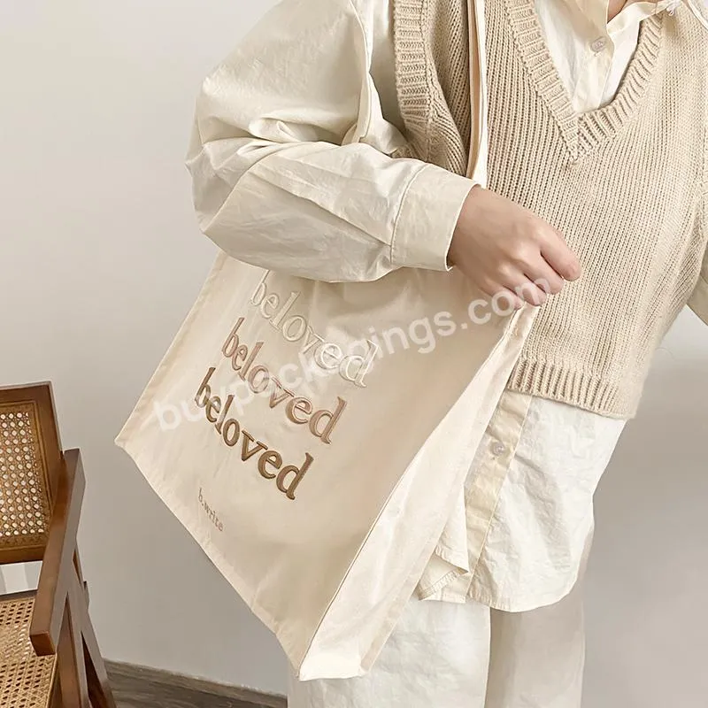 Women Canvas Shoulder Bag Beloved Embroidery Daily Shopping Bags Students Books Bag Thick Cotton Cloth Handbags Tote For Girls