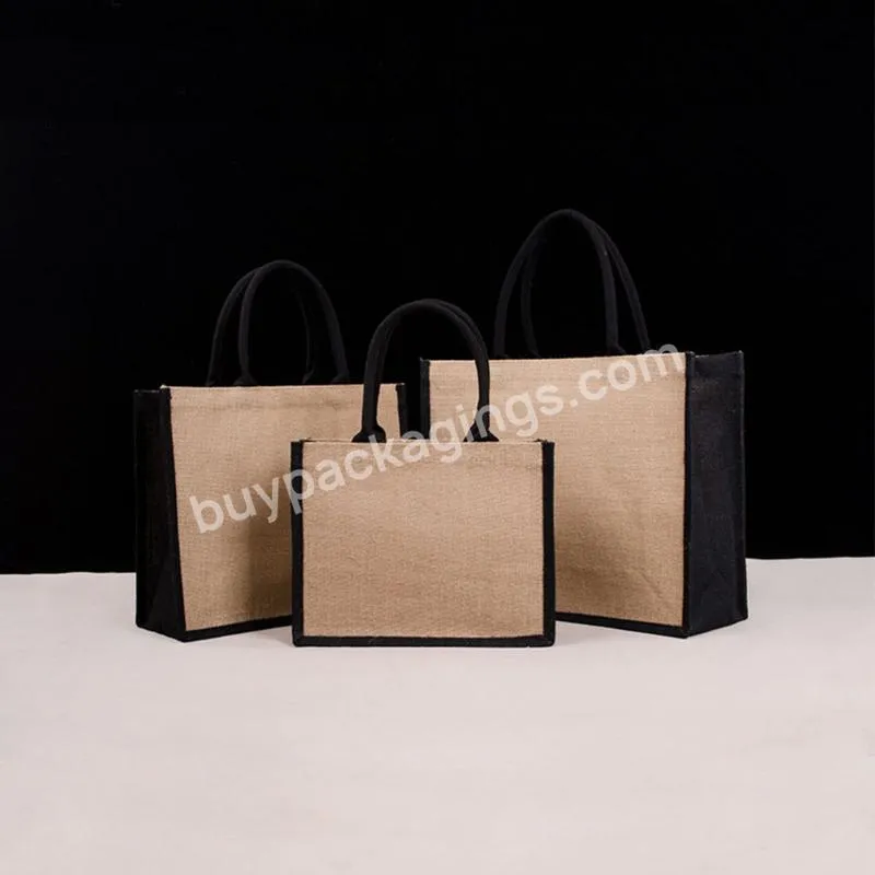 Women Foldable Jute Burlap Tote Bag Large Reusable Grocery Bags With Handles Shopping Handbag Travel Storage Organizer Purse