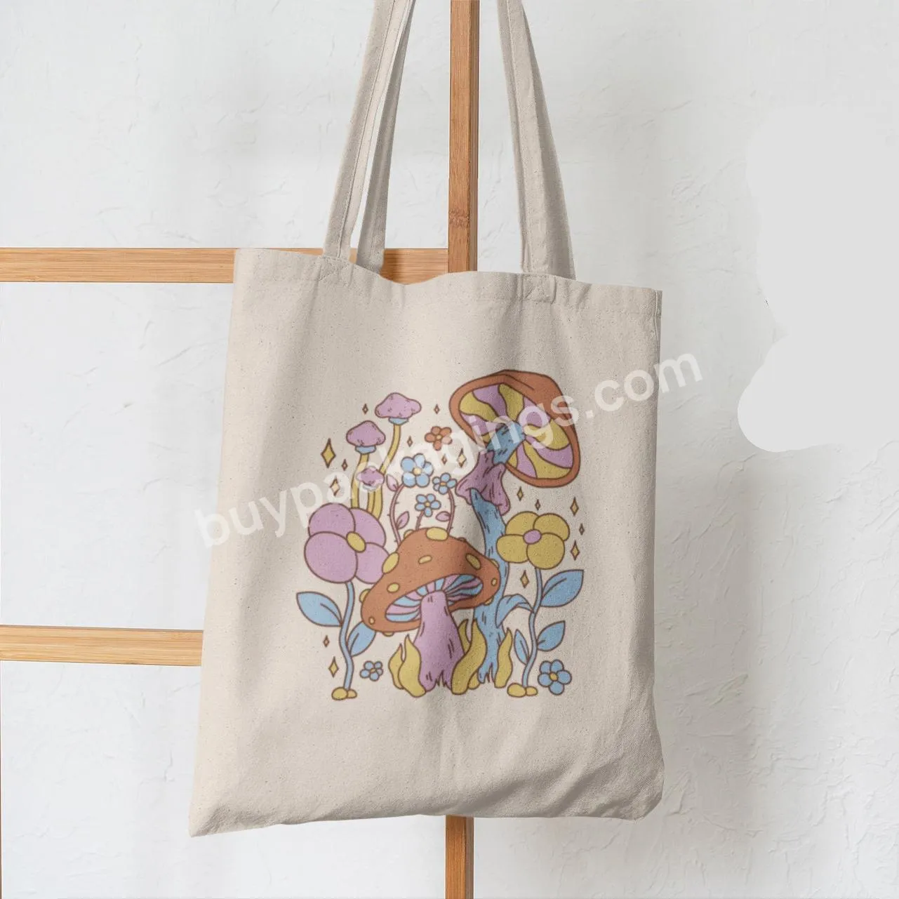 Women Shopper Bag Mushrooms And Flower Printed Kawaii Shopping Canvas Shopper Bag Girl Handbag Tote Shoulder Lady Bag