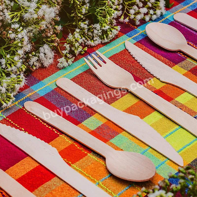 Wooden Disposable Wooden Cutlery Set Spoon Set Hotel Restaurant Utensils Fork Knife Biodegradable Wooden Knife