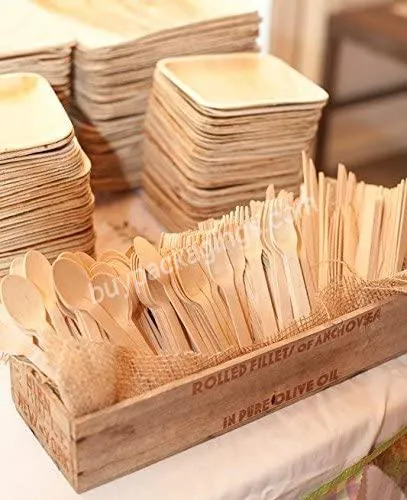 Wooden Disposable Wooden Cutlery Set Spoon Set Hotel Restaurant Utensils Fork Knife Biodegradable Wooden Knife