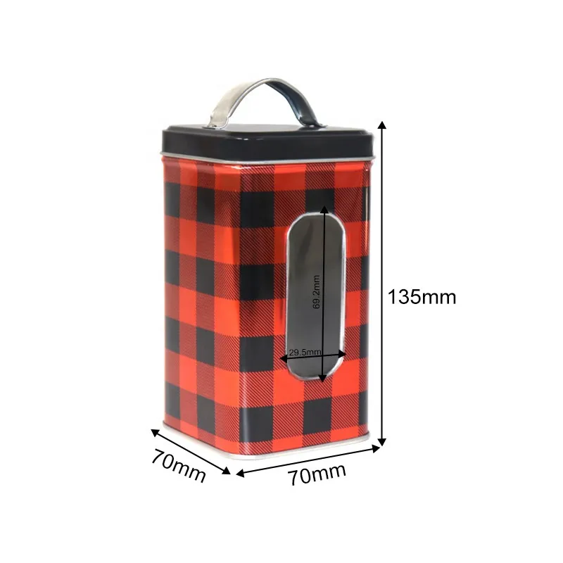 XPD Empty Christmas Tin Canister With Handle Square Aroma Candle Pot Candy Box Metal Packing Box Coffee Bean Tin Cans