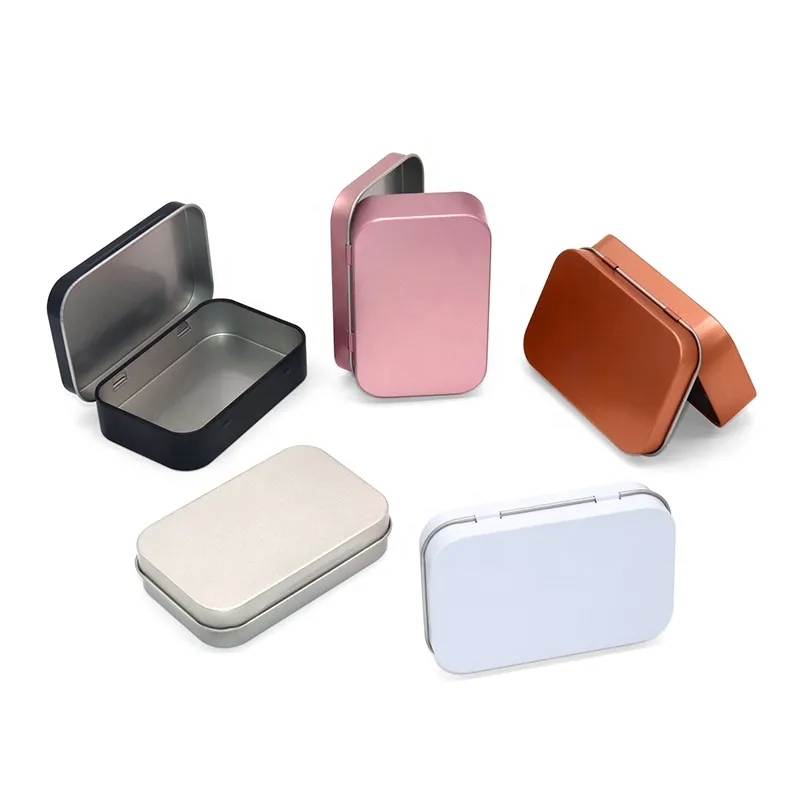 XPD Rectangle Storage Boxes Candy Mint Flip Top Metal Tin Case Cake Wine Soap Coin Food Grade Square Sliding Tin Can Box