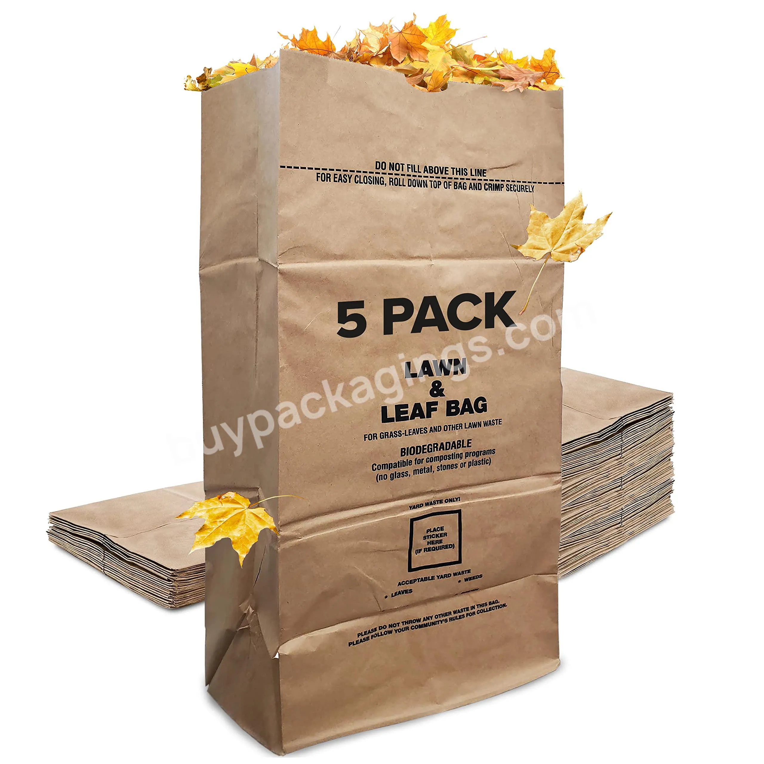 Yard Waste Paper Bags Paper Garbage Bag Heavy Duty With Customized Logo