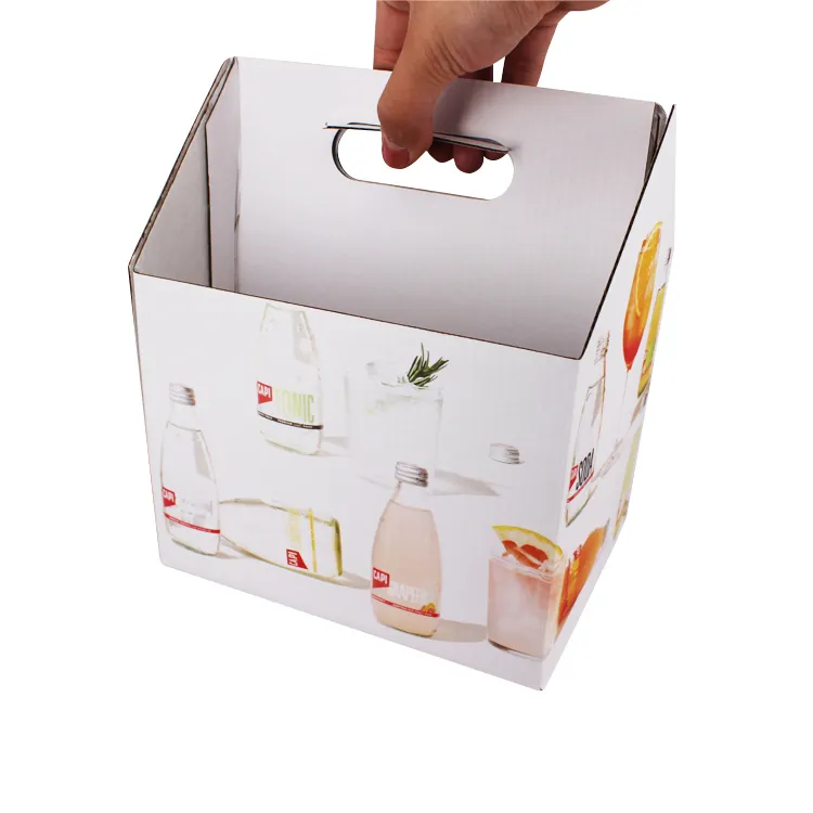 Yilucai Custom Beverage Display Box 6 Pack Beer Bottle Carrier Cardboard Beer Box with Handle