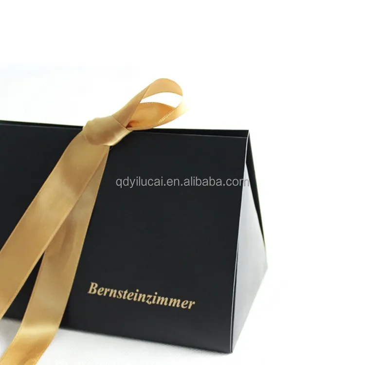 Yilucai Custom Logo Paper Black Jewelry Packaging Box With Gold foil Logo