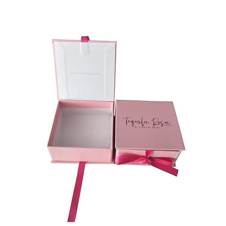 Yilucai Custom Logo Ribbon Pink Jewelry Box