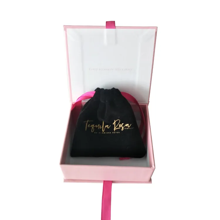 Yilucai Custom Logo Ribbon Pink Jewelry Box