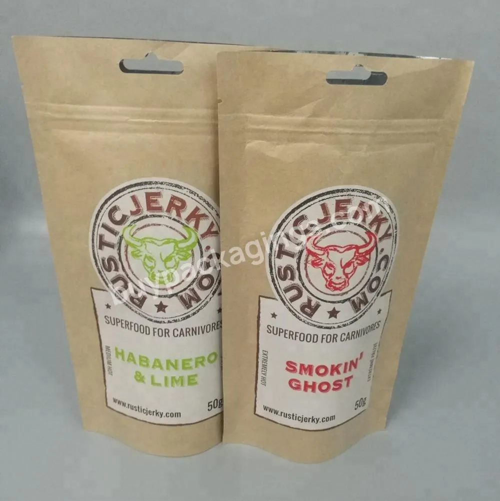 Ziplock Stand Up Kraft Paper Bag For Flour Packaging