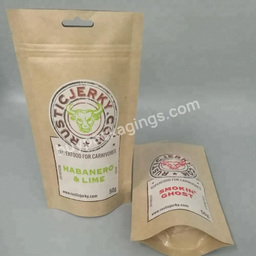 Ziplock Stand Up Kraft Paper Bag For Flour Packaging