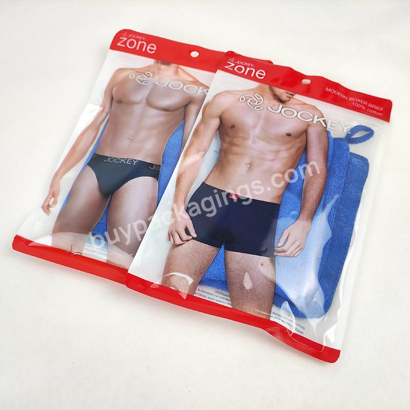 Zipper Top Garment Clothes Three Side Seal Pouches Custom Clothing Packaging Bags With Clear Window Custom Plastic Bags