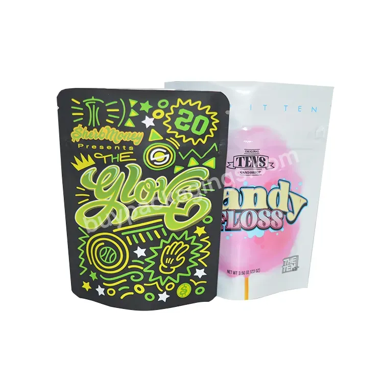 0.125oz Child Resistant 3.5 Bag Custom Printed Stand Up Pouch Smell Proof Ziplock Edible Packaging Mylar Bags