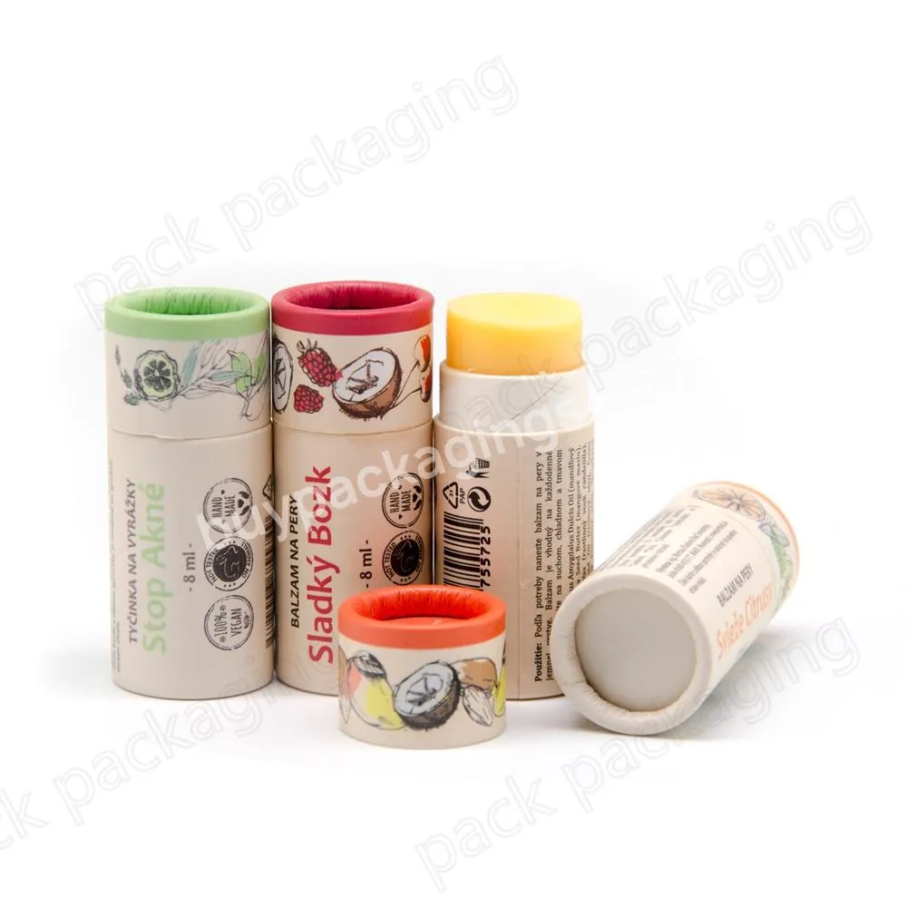 0.3oz biodegradable push up kraft paper lip balm tube container