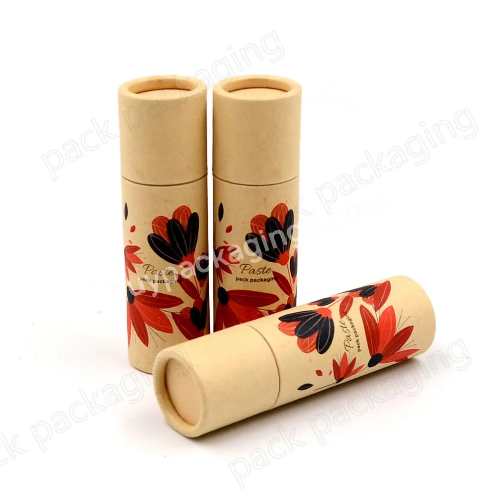 0.5 oz Biodegradable White  Black  Brown  Kraft Cardboard Deodorant Push Up Paper Tube Packaging For Lip Balm