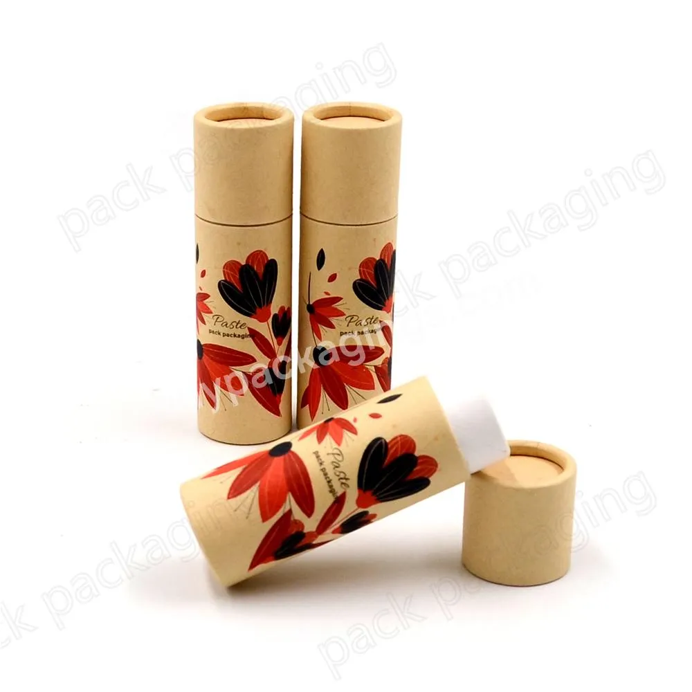 0.5 oz Biodegradable White  Black  Brown  Kraft Cardboard Deodorant Push Up Paper Tube Packaging For Lip Balm