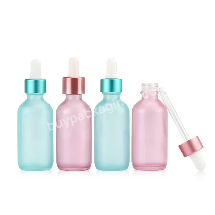 0.5oz 1oz 2oz 4oz 8oz 16oz 32oz Essential Oil Glass Boston Bottle Blue Pink Dropper Bottle