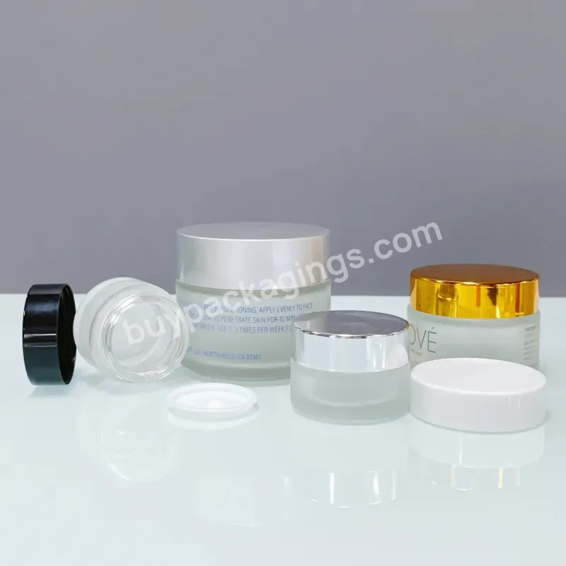 0.5oz 1oz 2oz 4oz 8oz Luxury Cosmetic Packaging Empty Oem Cosmetic Containers Frosted Cosmetic Glass Jar With Gold Lid