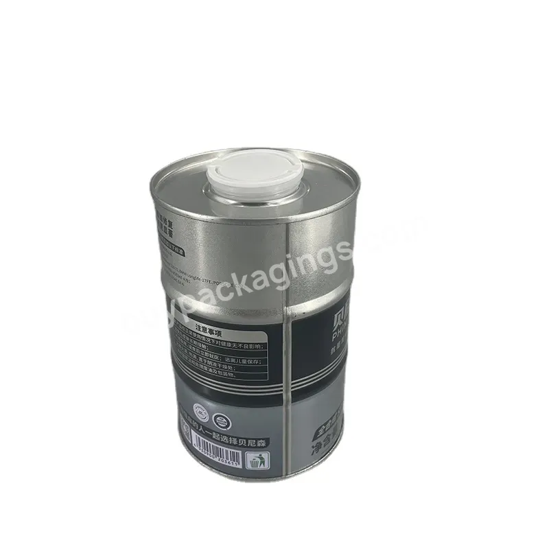 0.946l Large Break Fulid Oil Tin Can Empty Engine Can With Different Plastic Lid With Two Beadings On Body