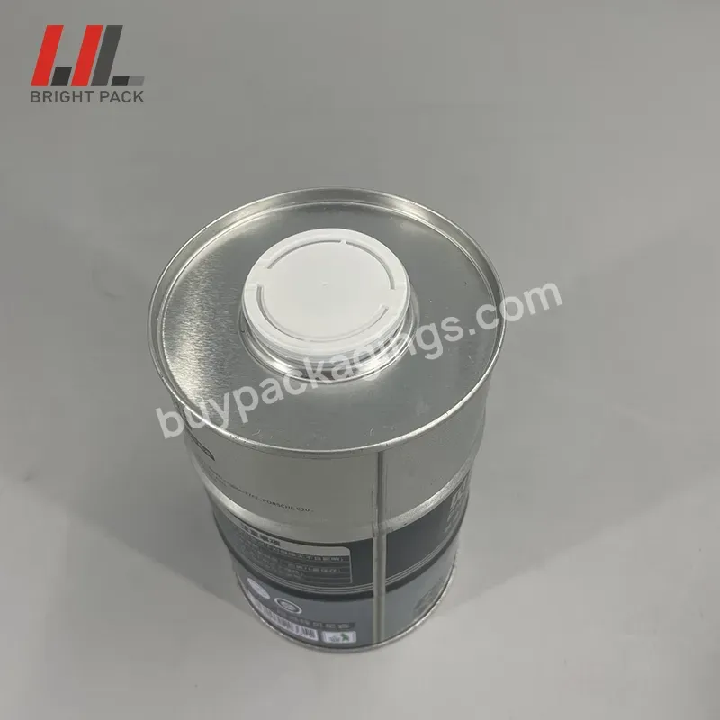 0.946l Large Break Fulid Oil Tin Can Empty Engine Can With Different Plastic Lid With Two Beadings On Body